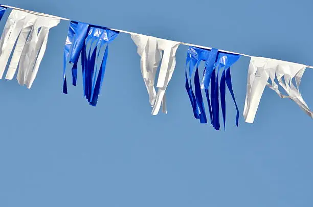 White and Blue, flags hanging proudly for Israel's Independence Day (Yom Haatzmaut)