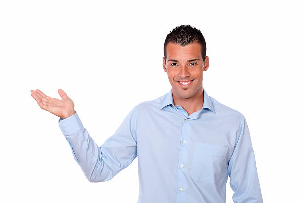 istock Attractive man holding out his right palm 486548459
