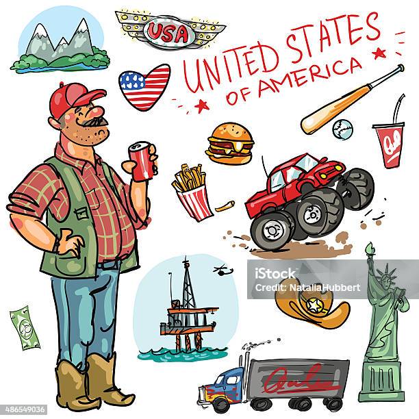 Travelling Attractions United States Stock Illustration - Download Image Now - Monster Truck, Illustration, Tourist