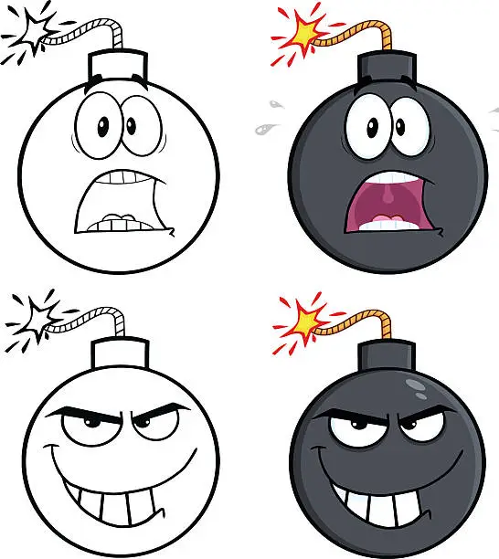 Vector illustration of Collection of Cartoon Bomb - 3