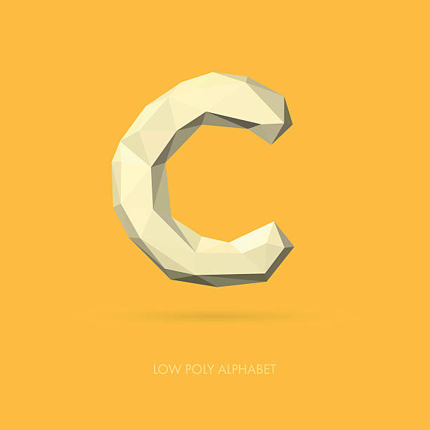 Low Poly Alphabet Letter C vector art illustration