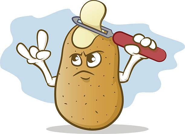 ilustrações de stock, clip art, desenhos animados e ícones de batata pele cabeça - potato skin