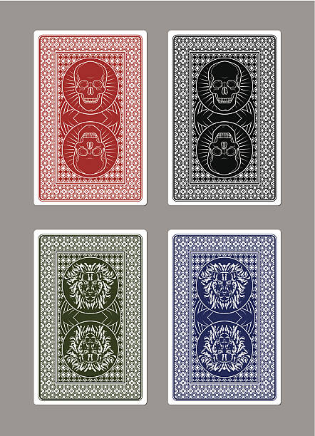 Custom Playing Card Designs Skulls and Lions poker cards. EPS 10 format with transparencies. poker card tattoos stock illustrations