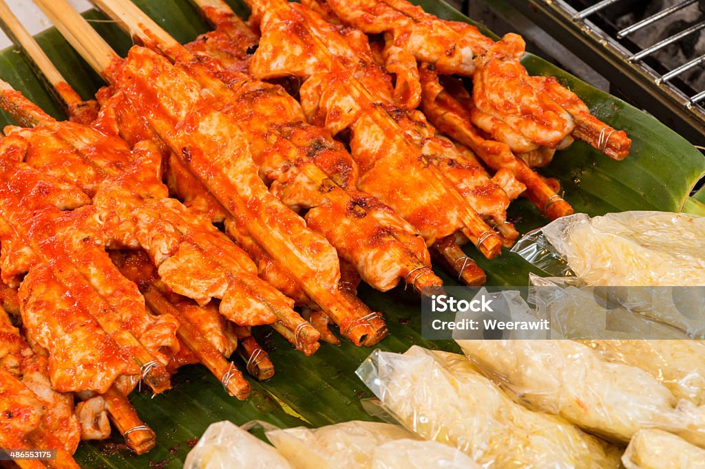 Thailand style of grilled chicken with sticky rice Barbecue Chicken Stock Photo