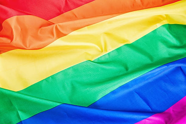 istock Fabric texture of the Gay flag 486553774