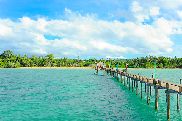 istock Wooden pier on summer season 486554142