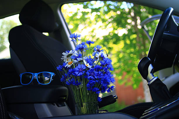 istock Summer flowers in the car 486560626