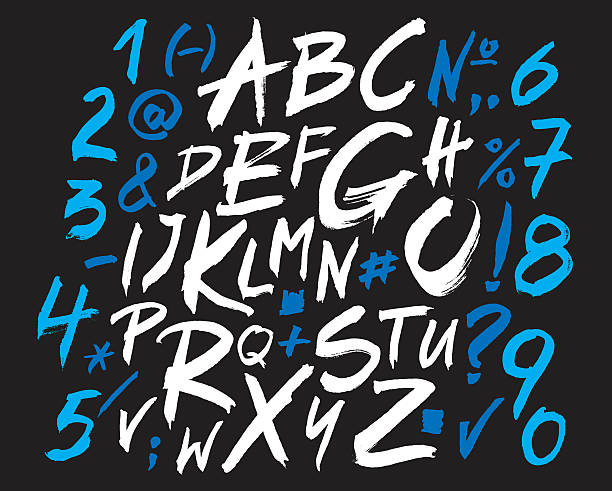 litery alfabetu pisemnej szczotką. - wallpaper brush illustrations stock illustrations