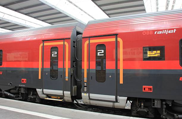 Railjet of the Austrian railway company ÖBB in Munich stock photo