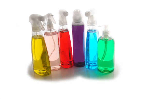 istock Colorful Cleaning Bottles Isolated on White 486564206