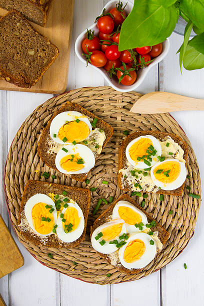 istock Healthy whole wheat sandwiches with eggs and chives 486564674