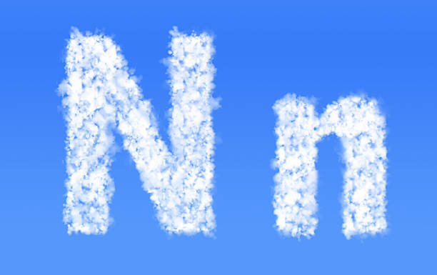 istock N n font clouds,English alphabet from clouds 486564884