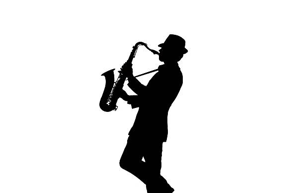 один человек играет саксофон - мягкий джаз стоковые фото и изображения