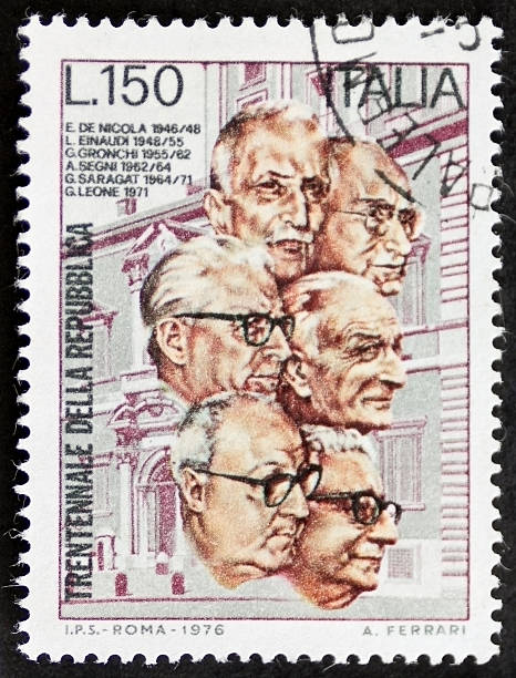 república italiana selo postal - president postage stamp profile usa imagens e fotografias de stock