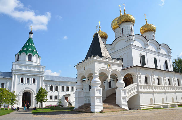 Kostroma,Russia- August, 11, 2013, Russia Scene: People walking in ancient Ipatievsky monastery in Kostroma,  Golden ring of Russia