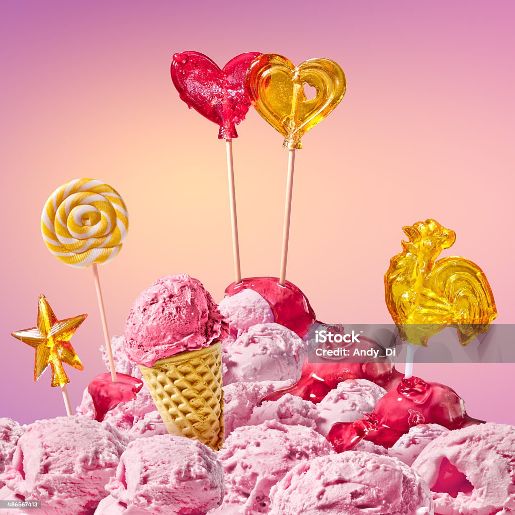sweet magical landscape with candy heart sweet magical landscape with candy heart and ice cream Affectionate Stock Photo