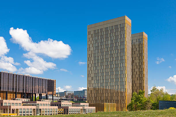 Luxembourg, Luxembourg - Sept. 17, 2024: The Erasmus building (left) and the Comenius tower of the Court of Justice of the European Union (CJEU), the judicial institution of the European Union.