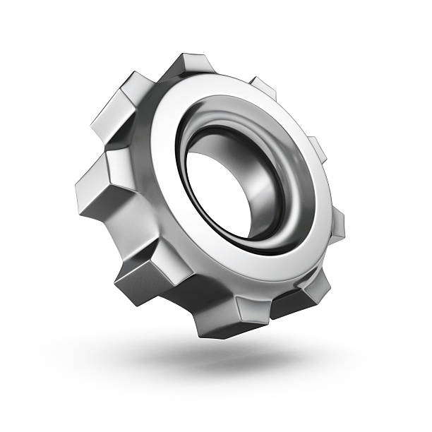3D metallic gear isolated on white background stock photo