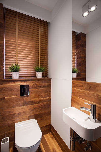 moderna casa de banho de madeira - wood classic fashion luxury imagens e fotografias de stock