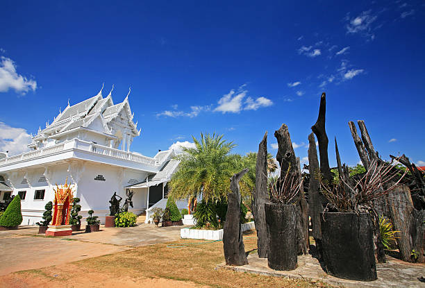 istock Beautiful Thai white temple in Ubon Ratchathani 486570453