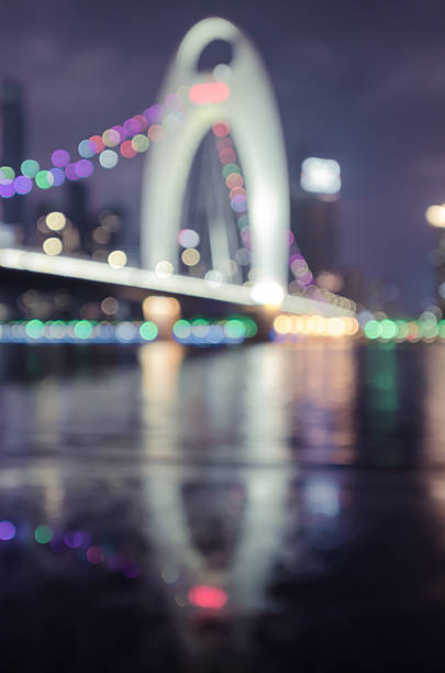istock View of city night lights blurred bokeh background. 486571164
