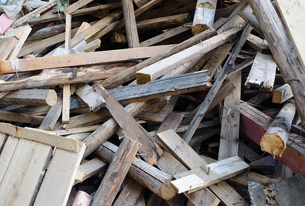 istock Pile of old and dirty lumber 486571948