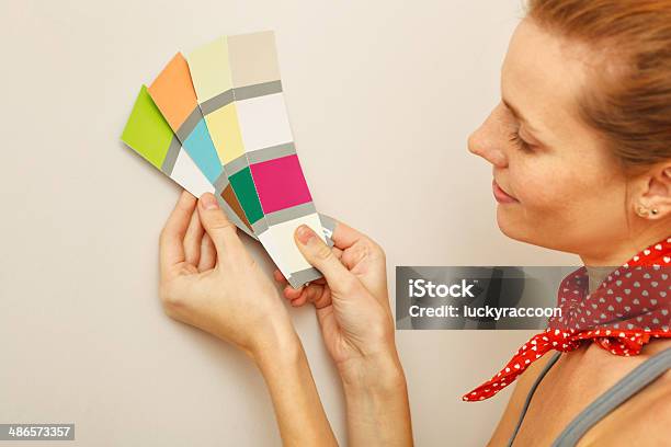 Young Beautiful Woman Holding Color Palette Stock Photo - Download Image Now - Adult, Adults Only, Artist's Palette