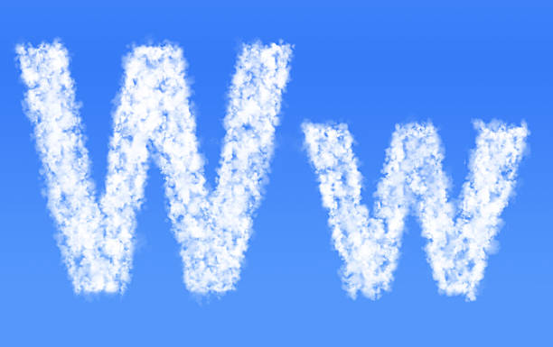 istock W w font clouds,English alphabet from clouds 486576222
