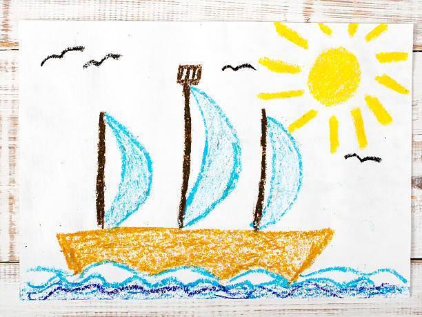 istock colorful drawing: sailing boat in the sea 486576352