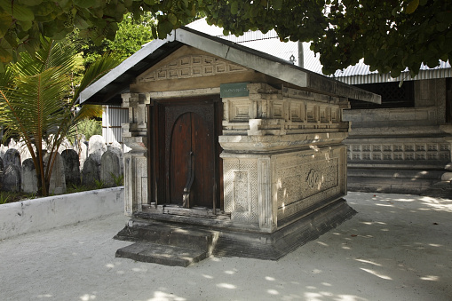 Tomb near the Hukuru Miskiy (Male Friday Mosque) in Male. Republic of the Maldives