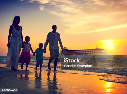 istock Family Children Beach Cruise Ship Relaxation Concept 486584636