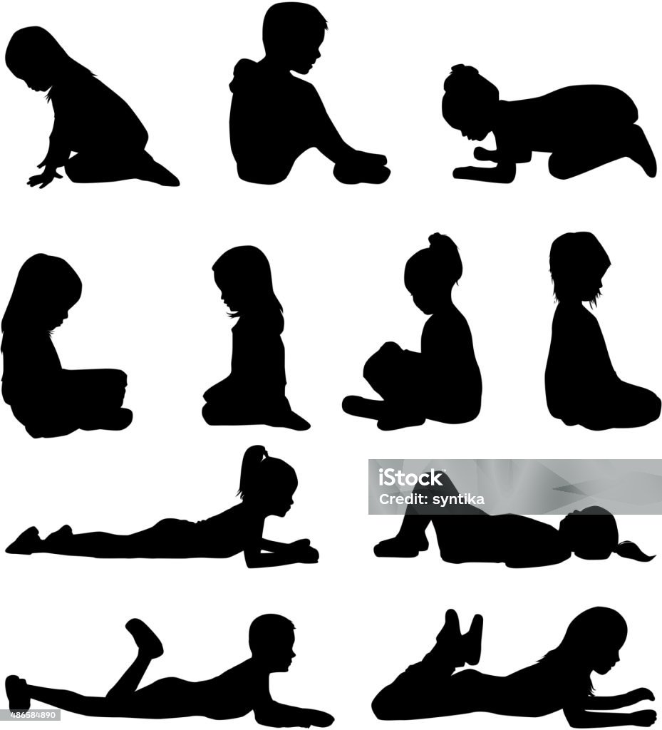 Children silhouettes. Child stock vector