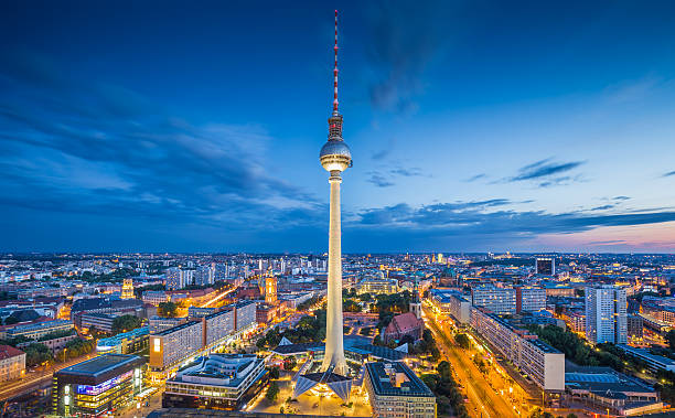 istock Berlin skyline panorama with TV tower at night, Germany 486585004