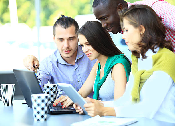 istock Happy creative business people in meeting 486585750