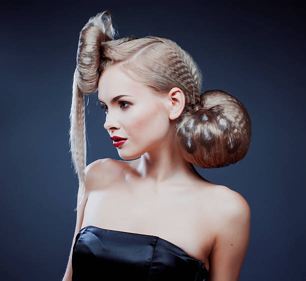 istock young elegant woman with creative hair style leopard print 486586042