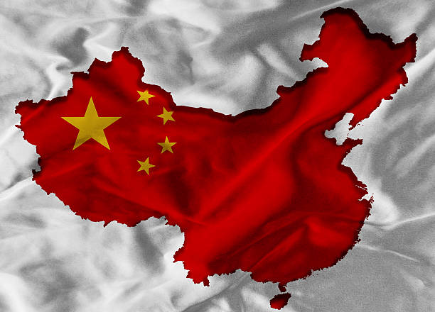 China map with flag China map with flag prc stock pictures, royalty-free photos & images