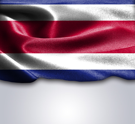 Costa Rica flag on smooth silk texture Space for Text