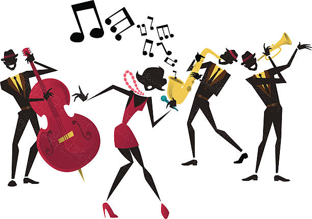 illustrazioni stock, clip art, cartoni animati e icone di tendenza di astratto jazz band. - musical band