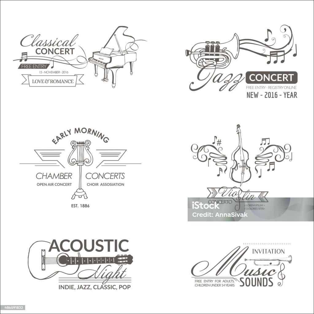 Music And Instruments Labels Badges Identity Logotypes Stock ...
