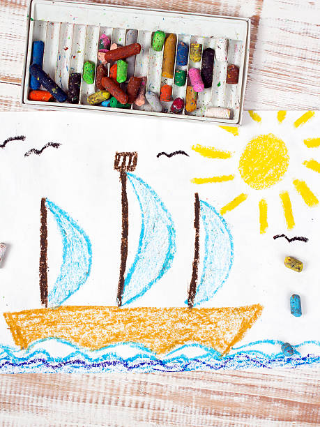 istock colorful drawing: sailing boat in the sea 486592074