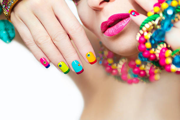 istock Colorful French manicure. 486592756