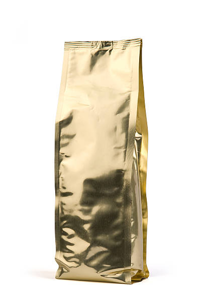 istock Gold foil bag for coffee 486593042