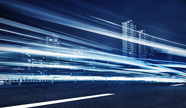 istock light trails on the modern building background in shanghai china 486593902
