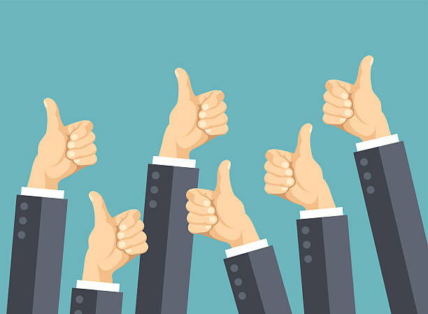 Many thumbs up. Social network likes, approval, customers feedback concept Many thumbs up. Social network likes, approval, customers feedback concept. Modern flat design concepts for web banners, web sites, printed materials, infographics. Creative vector illustration yes no icon stock illustrations