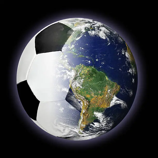 Photo of Soccer Ball and Planet Earth Merged Together