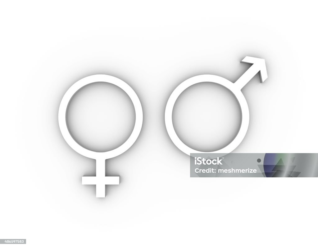 Female and male gender symbols in white Female and male gender symbols in white. High quality 3D illustration. Adult Stock Photo