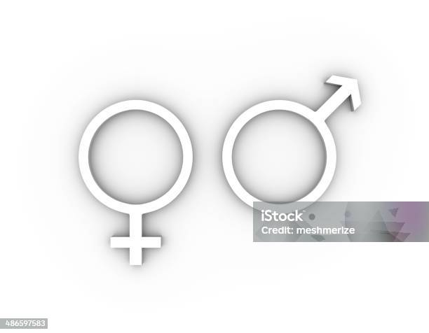 Female And Male Gender Symbols In White Stock Photo - Download Image Now - Adult, Arrow Symbol, Bisexuality