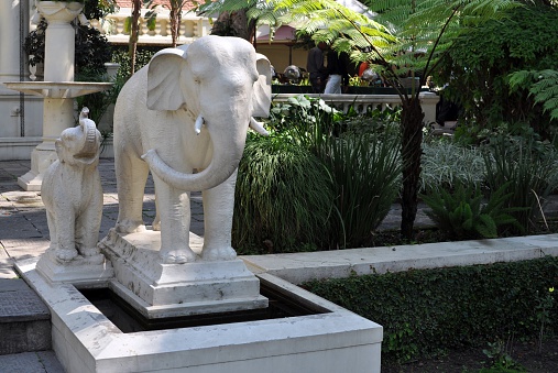Monuments of stone elephants.