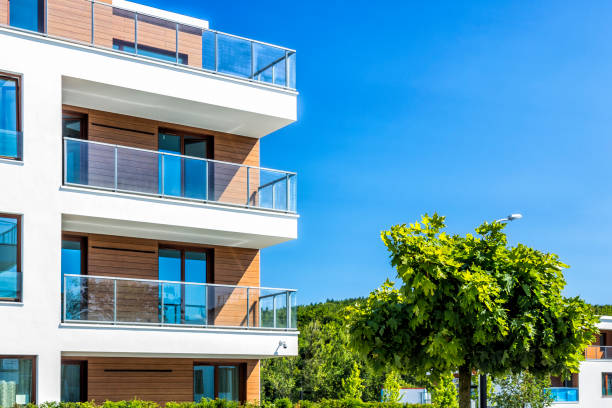 istock Modern apartment buildings in the park. 486599790