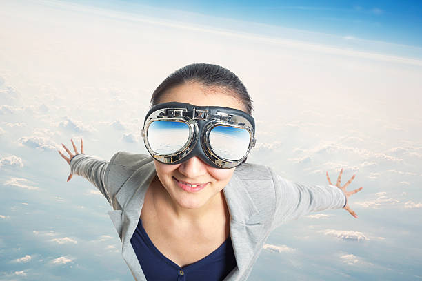 istock Young woman wearing in  aviator goggles 486599993